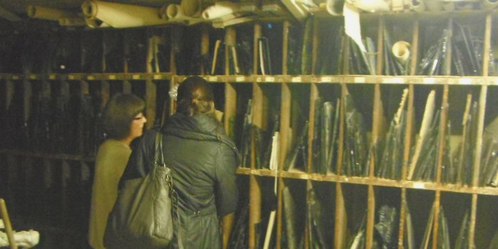 Racks of glass at Benyon Studios