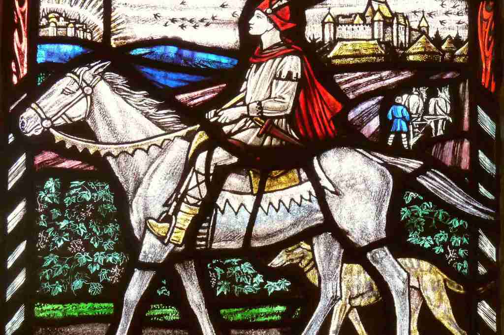 The Prodigal Son window (Lanark RC Church) - the Prodigal sets off