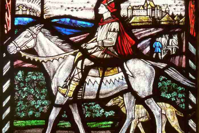 The Prodigal Son window (Lanark RC Church) - the Prodigal sets off